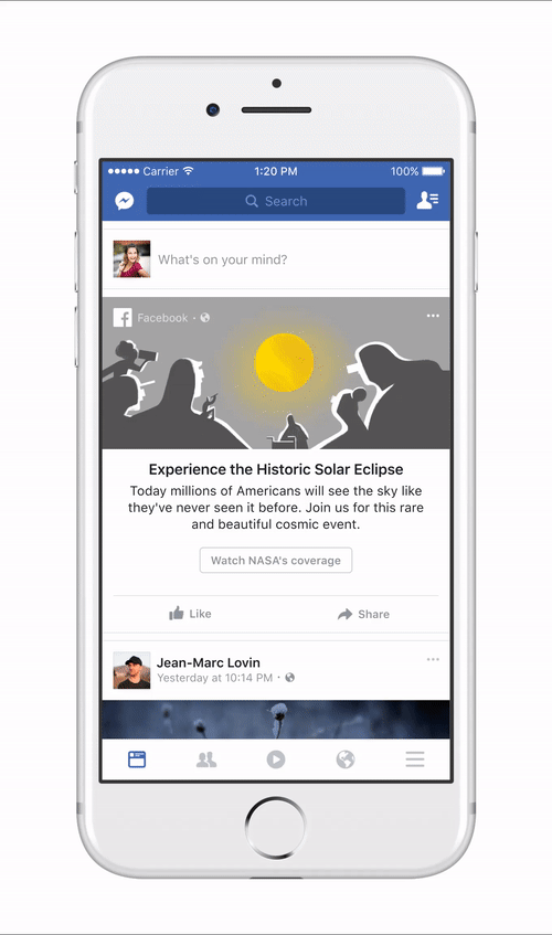 21/8/2017: NASA sẽ phát trực tiếp video về hiện tượng nhật thực toàn phần trên Facebook