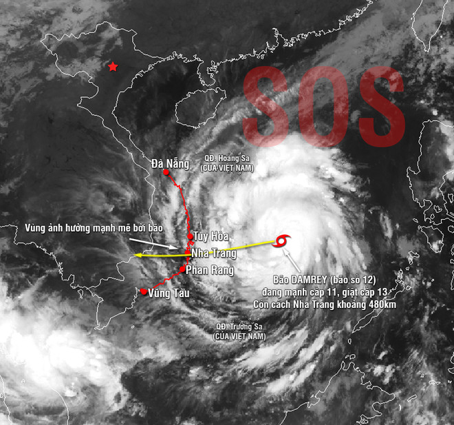 Accu Weather cập nhật dự báo hiểm họa bão Damrey với Việt Nam, Lào, Campuchia