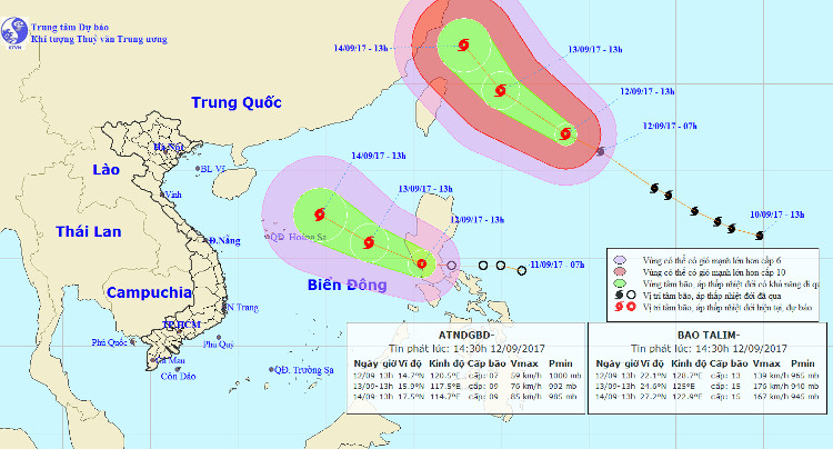 Áp thấp nhiệt đới vào biển Đông có khả năng mạnh lên thành bão
