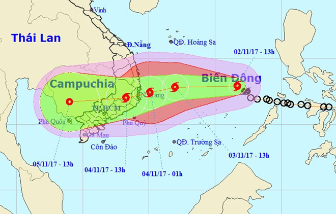 Bão số 12 nhắm vào Khánh Hòa - Ninh Thuận, sức gió 130km/h