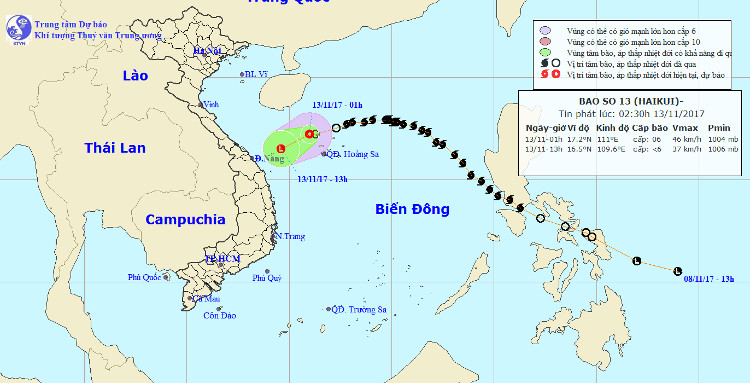 Bão số 13 suy yếu thành áp thấp nhiệt đới