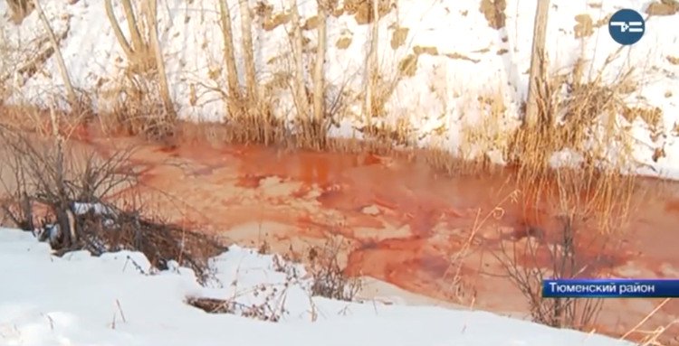 Con sông chuyển màu đỏ máu khiến dân Nga lo sợ