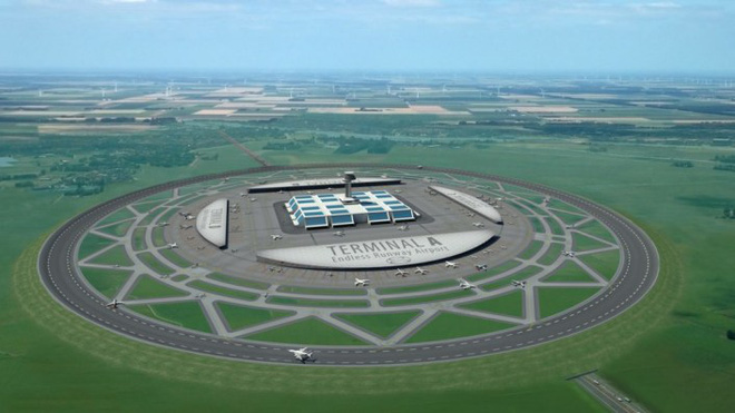 Đây là giải pháp không tưởng để khắc phục tình trạng thiếu diện tích làm sân bay: đường băng hình tròn