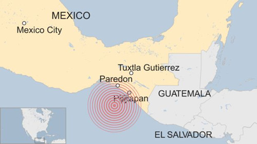 Động đất mạnh 8,1 độ gây sóng thần ngoài khơi Mexico