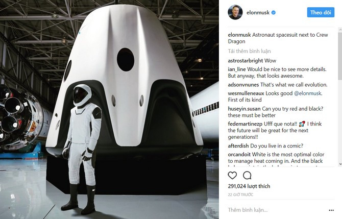 Hình ảnh đầy đủ bộ đồ phi hành gia vũ trụ của SpaceX