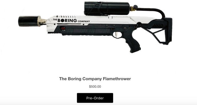 The Boring Company bắt đầu cho đặt trước súng phun lửa, giá bán 500 USD