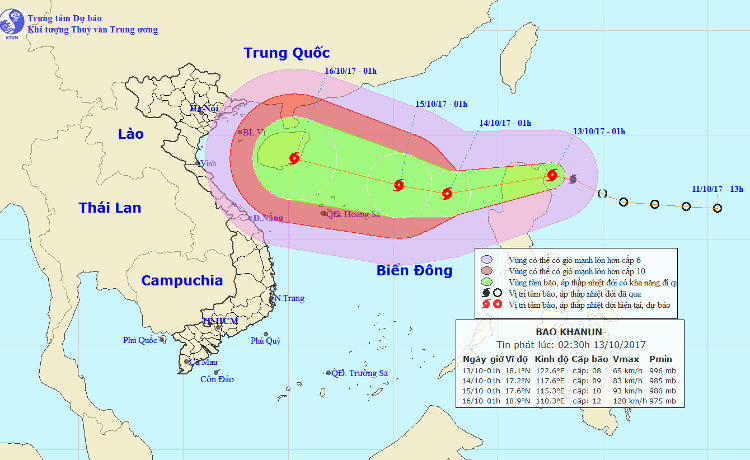 Tin bão trên biển Đông: Cơn bão Khanun