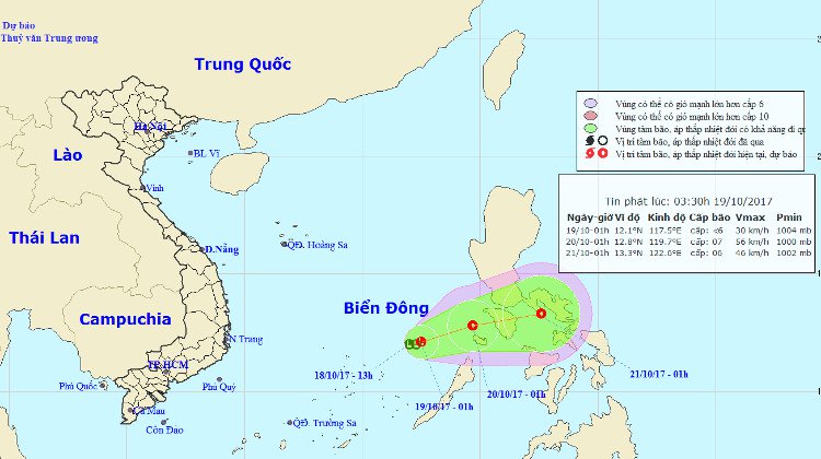 Tin mới nhất về áp thấp nhiệt đới trên biển Đông