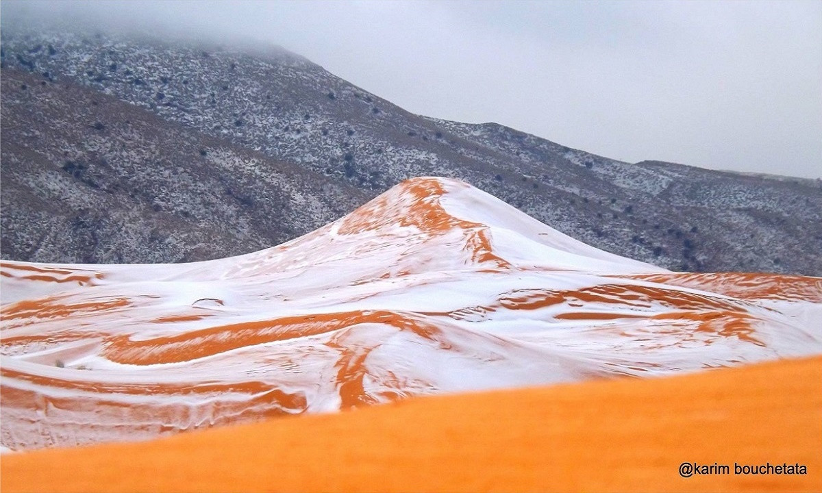 Tuyết rơi lần đầu tiên sau 37 năm trên sa mạc Sahara
