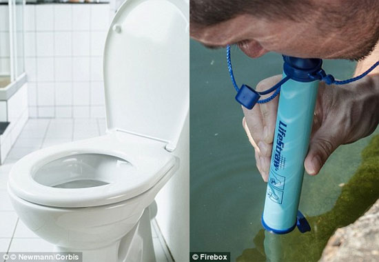 Uống trực tiếp nước toilet bằng ống hút thông minh