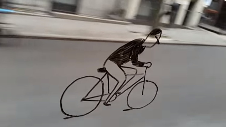 Những bức họa ảo giác luôn mang đến cho người xem cảm giác gây cấn và thú vị. Thông qua hình ảnh người đi xe đạp trên cửa kính ô tô, bạn sẽ được trải nghiệm cảm giác \
