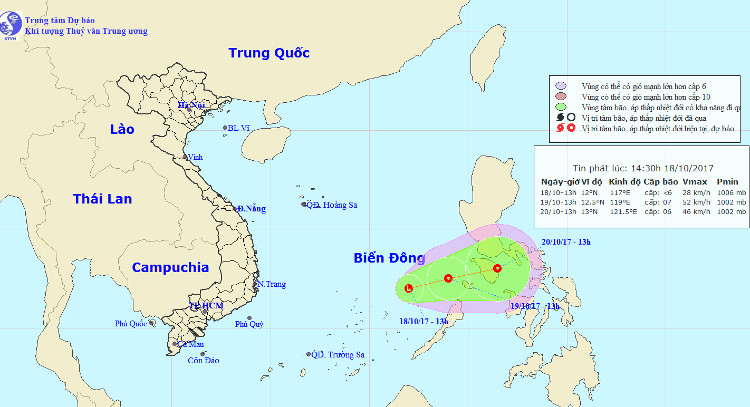 Xuất hiện vùng áp thấp mới trên biển Đông