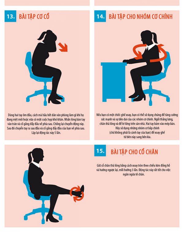 15 bài thể dục tập tại bàn làm việc