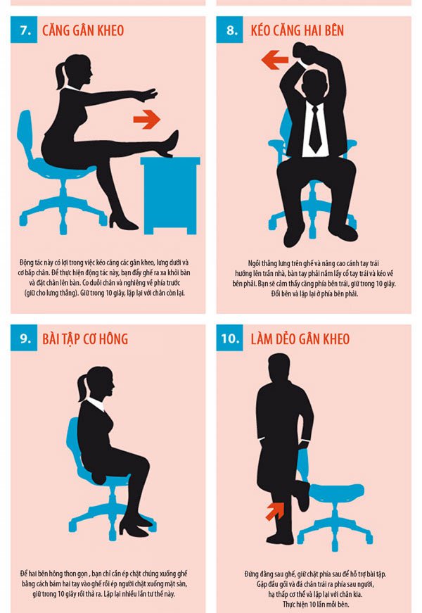 15 bài thể dục tập tại bàn làm việc