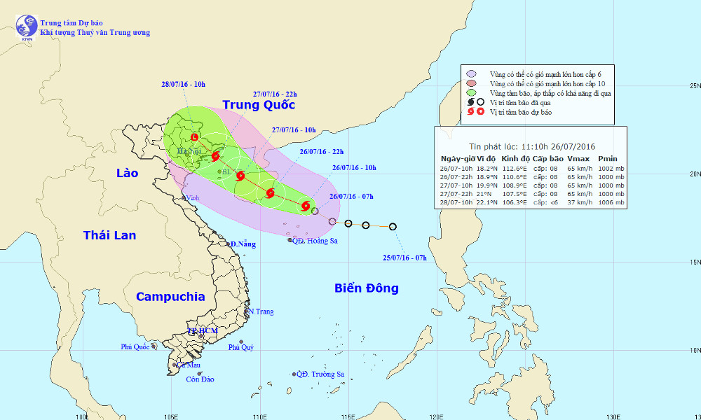 Áp thấp nhiệt đới mạnh thành bão số 1, áp sát đất liền Việt Nam