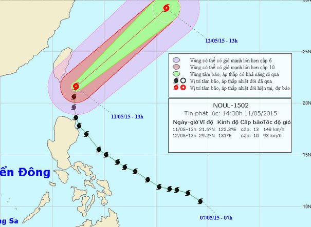 Bão Noul không vào biển Đông