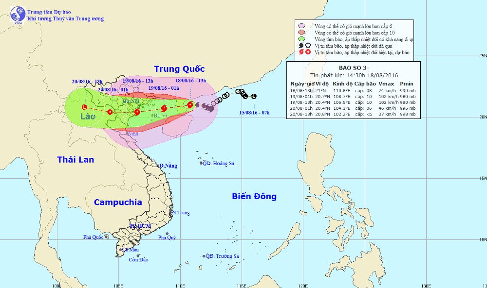 Cơn bão số 3 sẽ quét qua Hà Nội, càng vào gần bờ càng mạnh