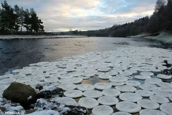 Hàng vạn bánh băng bí ẩn trôi nổi trên sông Scotland