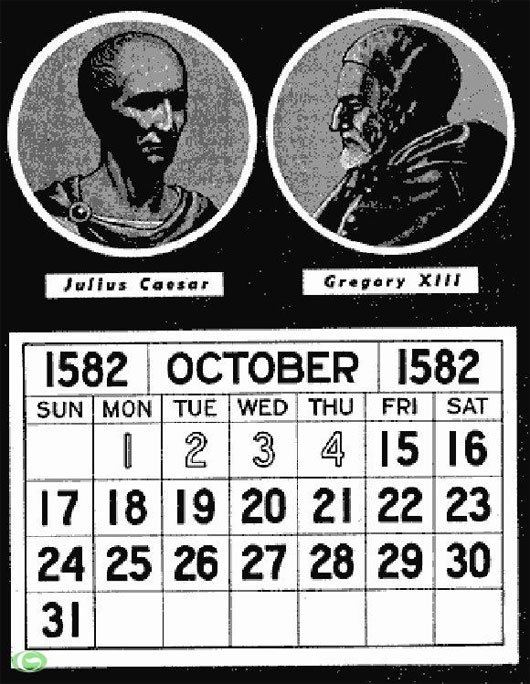 Lịch tháng 10 năm 1582 có 10 ngày không tồn tại