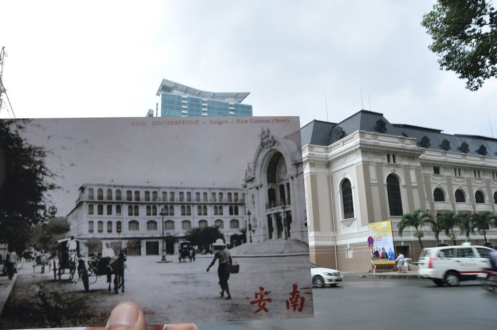 Ngắm Sài Gòn xưa và nay đầy thú vị qua trào lưu ảnh lồng ảnh