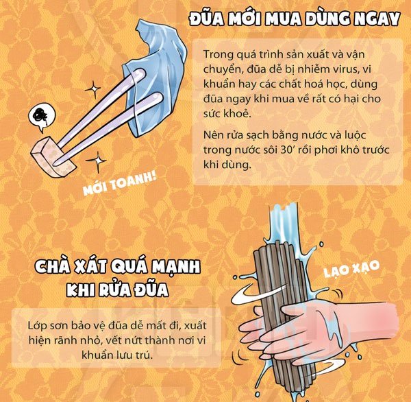 Nguy hại tiềm tàng khi sử dụng đũa không đúng cách