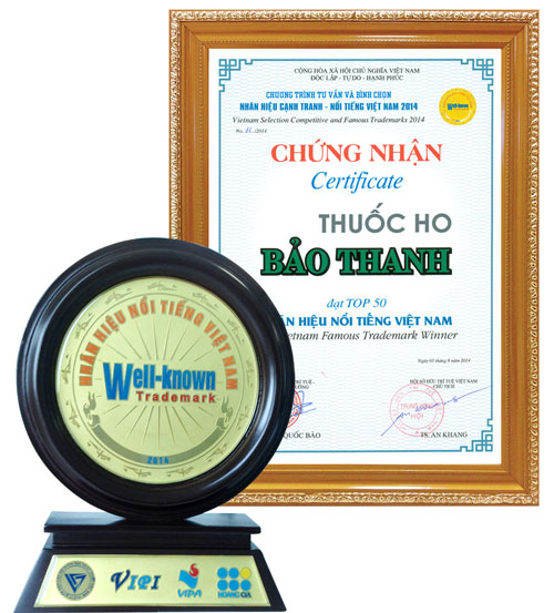 Nhãn hiệu nổi tiếng 2014 có sự góp mặt của thuốc ho đông dược Bảo Thanh