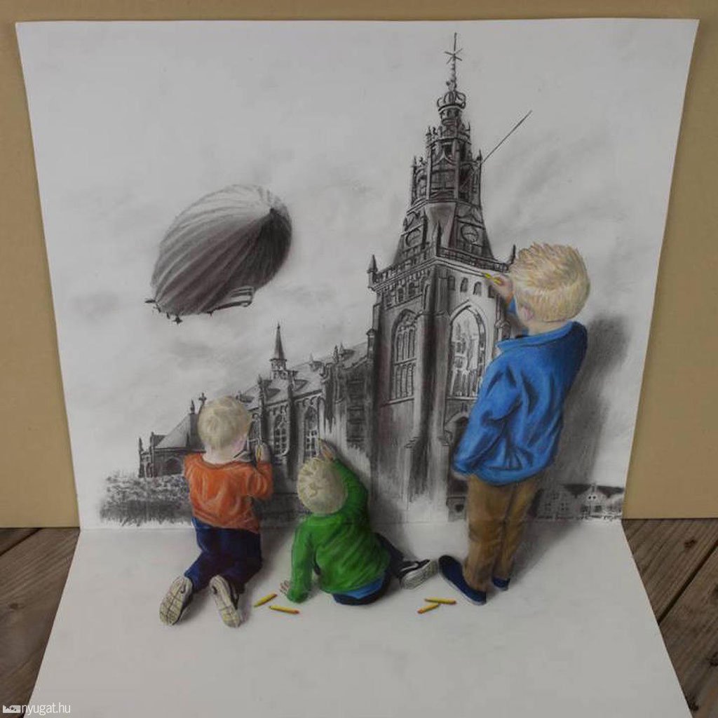 Những bức tranh 3D bằng bút chì đánh lừa thị giác ngoạn mục