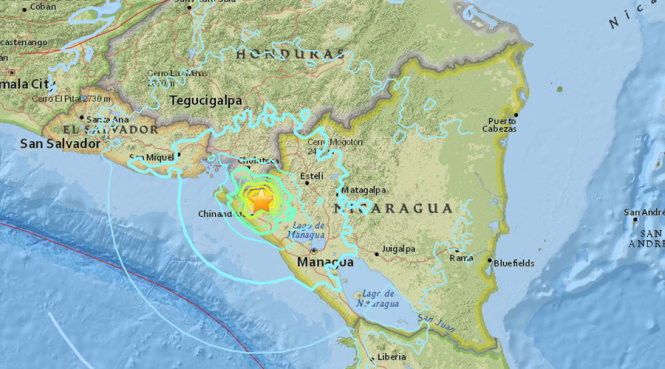 ​Nicaragua động đất mạnh, lan sang nhiều nước láng giềng
