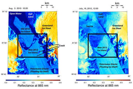 Núi băng bị xé toạc khỏi Greenland