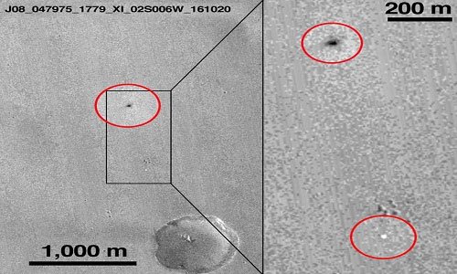 Tàu NASA tìm thấy robot đổ bộ vùi xác trên sao Hỏa
