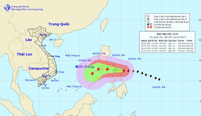 Tin bão gần biển Đông: Cơn bão Melor