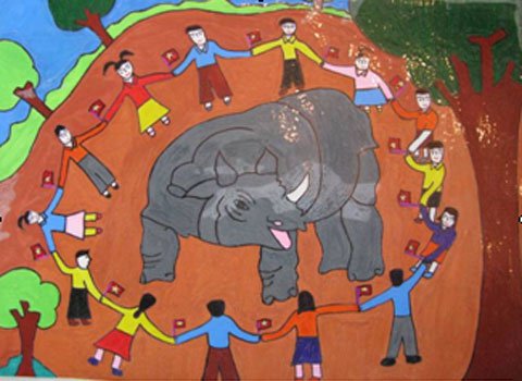 Trao giải vẽ tranh bảo vệ tê giác một sừng
