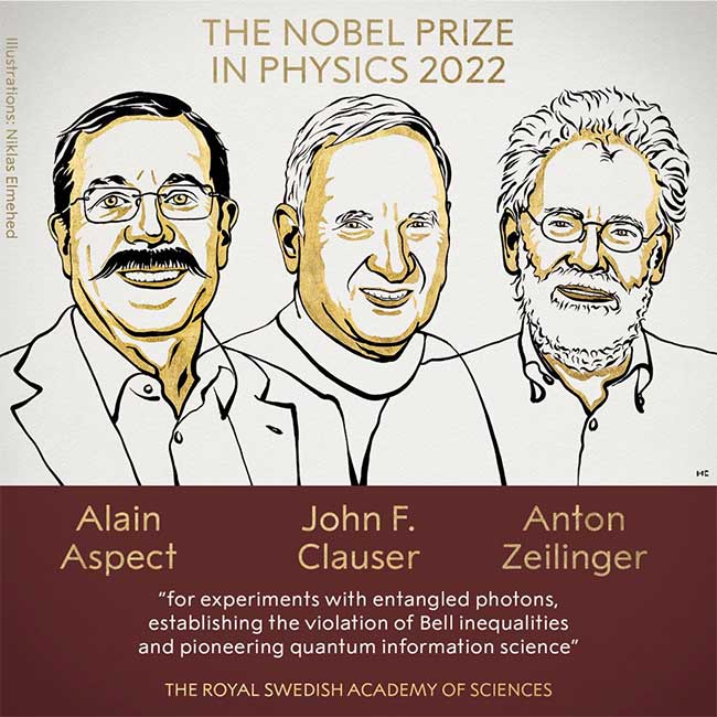 Ba nhà khoa học nhận giải Nobel Vật lý 2022 với nghiên cứu về lượng tử