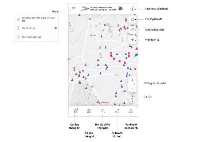 Bản đồ giúp người dân TP.HCM tìm đường tránh nơi có nguy cơ lây nhiễm