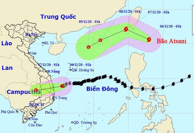 Bão Goni chưa tan, biển Đông lại xuất hiện thêm bão Atsani