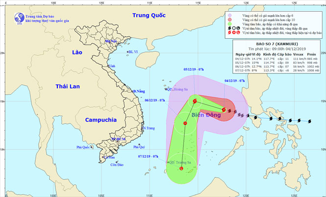 Bão Kammuri đi vào biển Đông, trở thành cơn bão thứ 7 trong năm nay