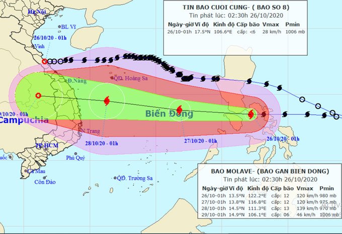 Bão Saudel tan trên biển, bão Molave tăng cấp hướng vào biển Đông