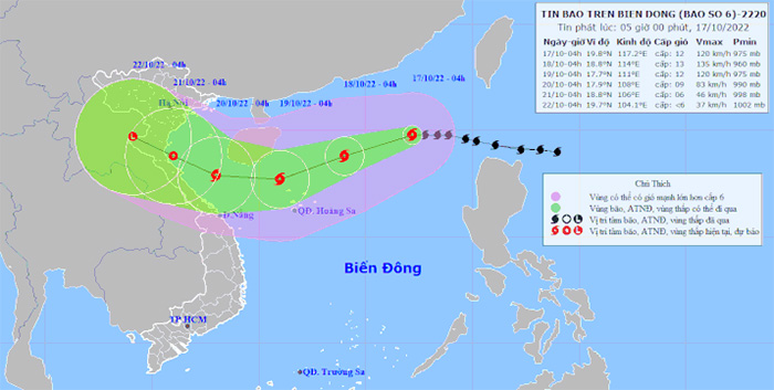 Bão số 6 mạnh cấp 11-12 và có khả năng mạnh thêm, gần tâm bão sóng biển dâng 8-10m