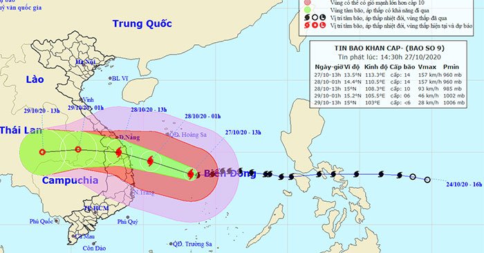 Bão số 9 liên tục tăng cường độ, đêm nay nhiều tỉnh miền Trung mưa lớn