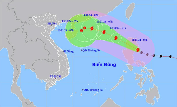 Bão Toraji mạnh lên cấp 12, giật cấp 15, đêm nay sẽ vào Biển Đông