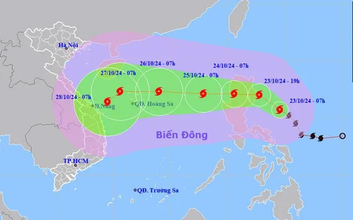 Bão Trami sẽ đạt cường độ cực đại khi tiến đến vùng biển quần đảo Hoàng Sa