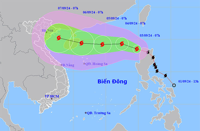 Bão Yagi vào Biển Đông và trở thành cơn bão số 3, liên tục tăng cấp