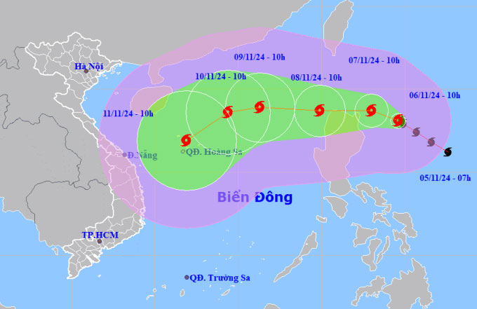 Bão Yinxing mạnh cấp 13 gần Biển Đông