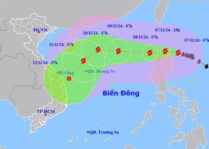 Bão Yinxing mạnh lên cấp 15, hướng vào Biển Đông trong sáng mai