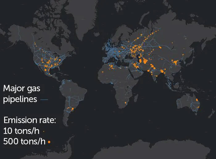 Các vệ tinh đã xác định vị trí của các siêu phát xạ methane trên thế giới