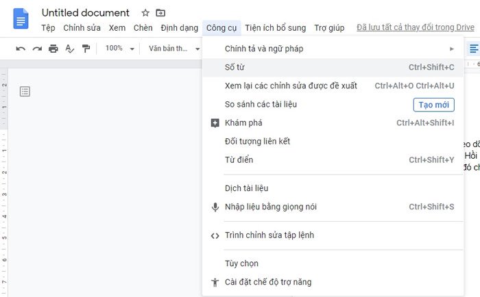 Cách luôn hiển thị số từ trong Google Docs