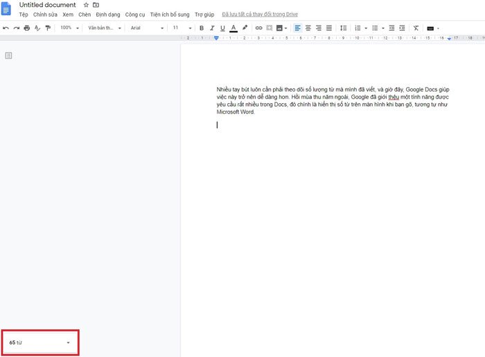 Cách luôn hiển thị số từ trong Google Docs