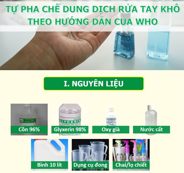 Cách tự làm nước rửa tay khô chống virus corona theo hướng dẫn của WHO