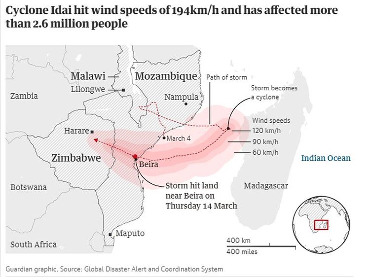 Cận cảnh siêu bão Idai, “thảm họa tồi tệ nhất Nam Bán cầu”