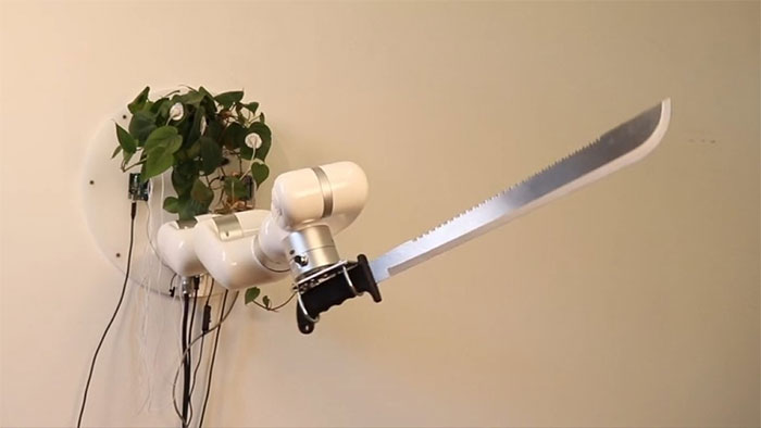 Cây cảnh điều khiển cánh tay robot cầm dao